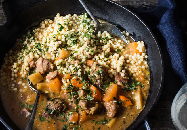 One-Pot Lamb with Winter Roots and Israeli Couscous